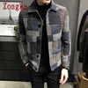 Zongke en laine Plaid Bomber Veste d'hiver Men Streetwear japonais S for Brand Coat M-3XL 210811