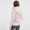 LU-028 Thickened Warm Hooded Women's Jacket Sports Yoga Zipper Hoodies Thumb Hole Fitness Coat