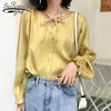 Blusas Femininas de ver o blouses Женщина старинные дамки длинные рукава Lange Mouwen кнопка вниз рубашка для женщин 6705 50 210427