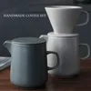 Handgjorda kaffekanna Set Ceramic Tea Pot Hushåll Kaffefilter Cup Drip Type V60 Espresso Percolator Coffee Pot 210408