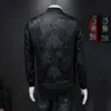 Wiosna Jesień Mężczyźni Dorywczo Kurtka Płaszcz Kwiat Slim Fit Wzór Bombowiec Kurtka Mężczyźni 4XL Puff Jacquard Bomber Jacket Men 210818