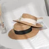 2021 летняя сплошная лента соломенная шляпа для женщин девочек на открытом воздухе оттенок пляж шляпа леди каникула мода панама солнцезащитные шляпы