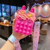 Ny Pop Fidget Toy Sensory Silicone Push Bubble Stationery Storage Bag Unicorn Cartoon Popite Decompression Coin Purse 0665