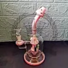 Hopah Beaker Bong Heady Glass Water Pipe Matrix Perk Pink Tall 14mm Bowl