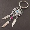 Gift Pink Black Beads Dreamcatcher Feather Wind Chimes Dream Catcher Key Chain Women Vintage Indian Style Keychain