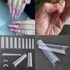 Unhas falsas francesas extra longas, 600 peças, xxl, meia cobertura, curva c, extensão acrílica, fornecimento de salão de beleza, caixão, cowboy, pontas de unhas falsas claras 8896839