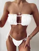 2021 Mulheres Swimwear Tube Plissado Hollow Out Multi Cor Sólida Impressão Sexy Bikini Swim Terno 1set