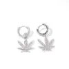 Mens Gold Earrings Silver Womens Maple Leaf Dangle Hoop Earring Fashion Hip Hop Jewelry