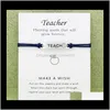 Sier Tone Sign Teach Charm Bracelets & Bangles Women Girls Wristband Adjustable Friendship Statement Jewelry With Card A38