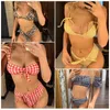 Lato Sexy Bikini Zestaw Vintage Pasiasty Push Up High Waist Swim Wear Suit Suit Siatek Kobiety Swimsuit Biquini Brazylijski Bikinis 210624