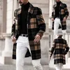 Plaid Coat Men Autumn Winter Jacket Business Trench Coat Men Casual Jacket Vintage Luxury Long Coat Men Clothes Large Streetwear 211011