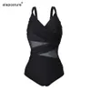 Sexy Swimsuit Women Mesh Patchwork Bathing Suits Vintage Swimwear Summer Beach Wear Swim Suit Plus Size M-4XL 210702