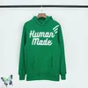 Menselijk gemaakt Hoody Zwart Groen Paar Jurk Fleece Hoodies Sweatshirts Topkwaliteit 210420