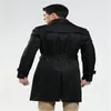 Мужские траншеи Coats 2022 Бизнес-повседневная слабая ветра весенняя осень средних лет и молодая длинная куртка Khaki Black Blue Vios22
