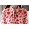 Camisas Mujer Pink Bow Beading Chiffon Blouse Women Shirts S-tops en blouses Blusas de Moda 3980 50 210508