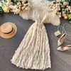 Styl Plaży Długie Solidne Tassel High Waist Vestidos Sexy Backless V Neck Summer Sukienki Kobiety 15495 210415