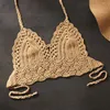 Sexy Women Bikini Crop Top Crochet Boho Beach Bralette Halter Cami Knitted Bra Tank Backless Summer Holiday Beachwear Camisoles & 302S