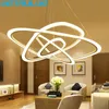 Chandeliers Modern Pendant Lamp Led 4 Rings Circle Ceiling Hanging Chandelier Brown Black Loft Living Dining Room Kitchen Lighting Fixture