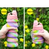 Creative Camouflage Water Bottle Silicone Fold Telescopic Tumbler Carabiner Sports Drinks Cups Portable Vandring Camping Equipment 500 ml FY4515 SXJUN6