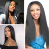 Brazilian Black Long Silky Straight Full Wigs Human Hair Heat Resistant Glueless Synthetic Lace Front Wig for Fashion Women 35cm-65cm