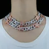 Dois tons 15mm bling 5a cz cubana link corrente estrela olho pingente gargantilha colares gelado para fora hip hop grande grosso feminino masculino jóias chokers276j