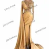 Elegante lange Meerjungfrau-Abendkleid mit Wrap-Side-Split-Prom-Kleider-Fach-Spitze-Applique-Party zweite Empfangskleider