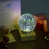 Lampe de projecteur Galaxy 3D boule de verre transparente veilleuse magique feu d'artifice coloré base en bois massif atmosphère de vacances cadeau 5V W220222