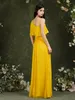 Custom Made jaune sirène robes de demoiselle d'honneur fendu côté une épaule plissée 2022 plage longue robe de soirée de mariage pour demoiselle d'honneur robes