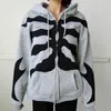 Y2K Gothic Skeleton Oversized Zip Up Hoodie Hombres Otoño Abrigo de manga larga Top Hombre 90s Vintage Harajuku Grunge Sudadera Ropa Y1130