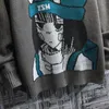 Herrenpullover Herren Paar Cartoon Print Pullover Japanische Strickpullover Rundhalsausschnitt Lose Lässig Faul Herbst Winter Gestrickt