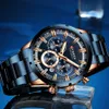 Mens mode klockor med rostfritt stål Top Märke Luxury Sports Chronograph Quartz Watch Men Relogio Masculino