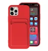 Liquid Silicone Card Slot Holder Soft TPU Cell Phone Cases for iPhone 13 12 11 Pro Max XR XS X 8 7 6 Plus