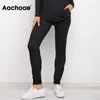 AACHOAE Женские повседневные карандашные брюки DrawString высокая талия длинные спортивные штаны с карманами Спортивная одежда Jogger брюки панталон 210413