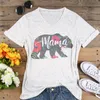 Plus Size Camiseta Mulheres V Neck Manga Curta Verão Floral Mama Bear Camiseta Casual Feminino Tee Ladies Tops Moda T Camiseta 3xL 210518