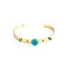 Micci Wholale personalizado 18k banhado a ouro Sollls de aço jóias moda natural verde turquesa pedra punha pulseira pulseira