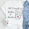 T-shirt da donna Top Lady T-shirt da donna Cartoon Coffee Cute Funny Women Casual anni '90 Moda ciglia ciglia Stampa vestiti Tshirt grafica