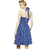 Vestito a pois da donna Estate Hepburn anni '50 anni '60 Vintage A-Line Halter Rockabilly Retro Party es Vestidos 210510