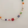 Creativo Yin Yang Charm Beads Collar colgante Barroco Perla de agua dulce Chismes Amarillo Naranja Azul Collar de dados Acero inoxidable Ch290r