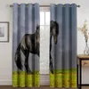 Lyxig blackout 3d fönstergardiner för vardagsrum sovrum svart häst dekoration gardin draperier