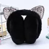 Women Kids Cat Ear Earmuffs with Rhinestone Winter Warm Fur Ear Muffs Cute Headband Ear Warmer Plush Earflap for Girls Ladies