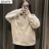 Women Fashion Zipper Decoration Casual Loose Fleece Sweatshirts Female Basic Pockets Hoodies Chic Pullovers Tops H522 210416