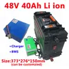 48V 40AH Lithium Li Ion Battery Battery com BMS para Veículos Elétricos Fonte de Alimentação Energia de Energia de Energia de Energia + Carregador