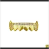 Grillz Body Jewelry Drop Delivery 2021 Punk Set Gold Sier Dents Grillz Top Bottom Grills Dentaire Bouche Caps Cosplay Party 9Du3B2930