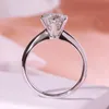 Pure 18K White Gold Ring Classic Trendy Moissanite Diamond jewelry Wedding Anniversary