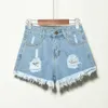 JOCOO JOLEE DREUGEN ZOMER CASUAL HOE ONGEVOEREN IRREGELIJKE CAT RANDEN Large Maat Denim shorts Hoge taille vaste knop Normcore broek 210619