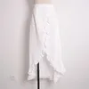 High Waist Boho Ruffle Long Skirt Women Split Maxi Beach Female Chic Vintage Ethnic 2021 Summer Skirts