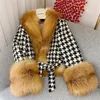 Women's Fur & Faux Warm Luxury Super Comfortable Real Coat Thick High-End Design Red Collar Jacket Winter Coats