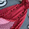 Neploe Polka Dotの女性のドレス夏の新しい二重胸抽出Vネッククロスドローストリングvestidosセクシーな背中のスプリットローブ95269 210422