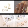 Band Jewelry Drop Delivery 2021 Women Set Vintage Gold Color Ring Sets 5Pcs/Set Size Open Adjustable Cz Zircon Hollow Heart Butterfly Rings G