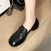 Concise Designer Women Shoes Spring Shallow Woman Working Casual Genuine Leather Thick Heels 210528